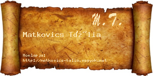 Matkovics Tália névjegykártya